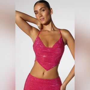 Pink embellished top size 8